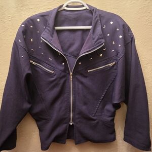 Vintage Studded Moto Jacket 80s Cropped Glam Western